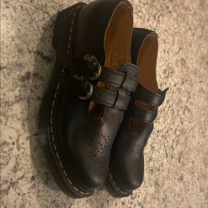 Doc Marten Black Leather Mary Jane Shoes.